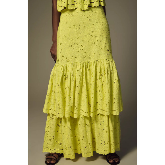 NWT Maeve Tiered Yellow Lace Skirt - Size 6 - Picture 3 of 6
